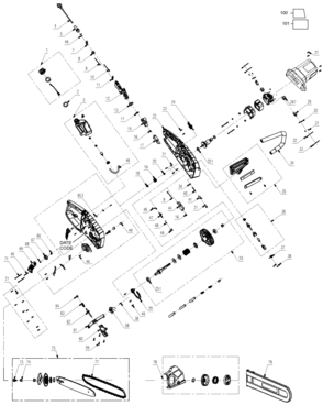 Default Diagram and Parts List for CS1518 Type 1 Black and Decker Chainsaw